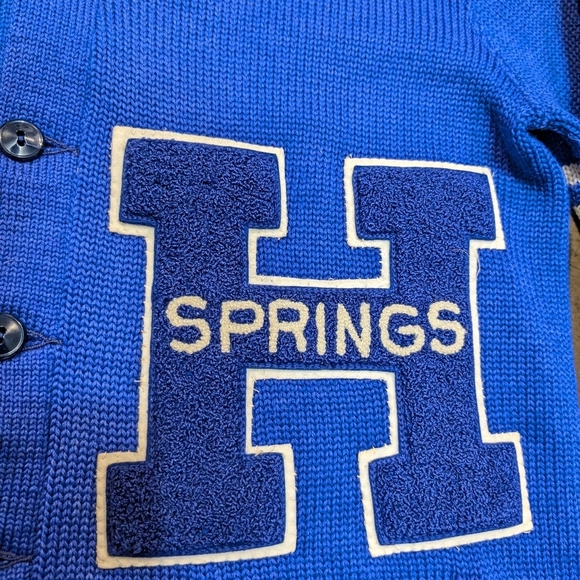 VTG 50s Nelson Knitting Mills Letterman Sweatshirt Blue Flaws Adult - Picture 2 of 11